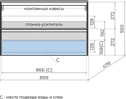 Style Line Тумба под раковину Лима 90 Plus подвесная эмаль графит матовая – фотография-8